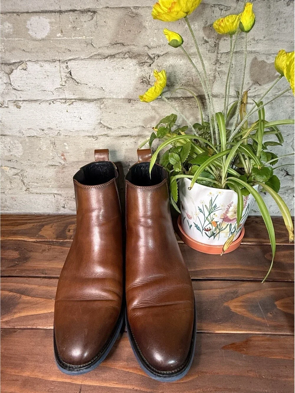 Joseph Abboud Men's Brown Leather Chelsea Ankle Boot Round Toe US 10.5 D